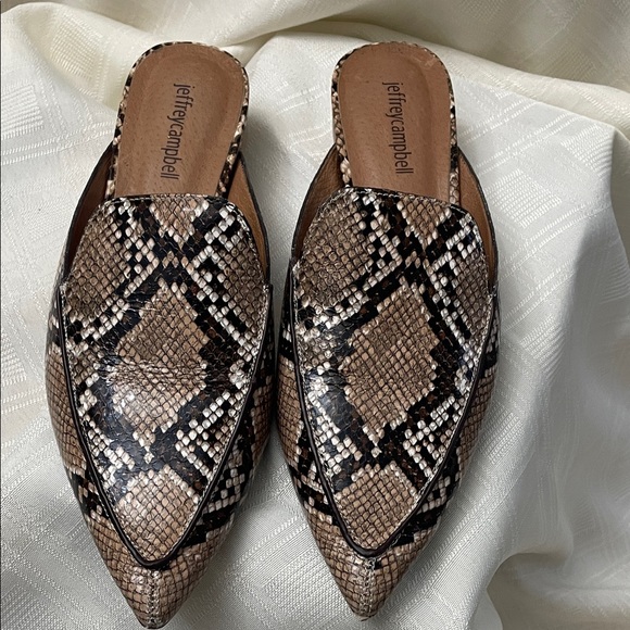 Jeffrey Campbell Shoes - Jeffrey Campbell Tan Snake Print Mules